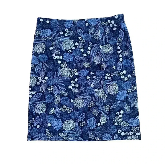 J. Jill Blue Floral Skirt Size Small A-Line Cotton Lightweight Stretch Short - Picture 1 of 6